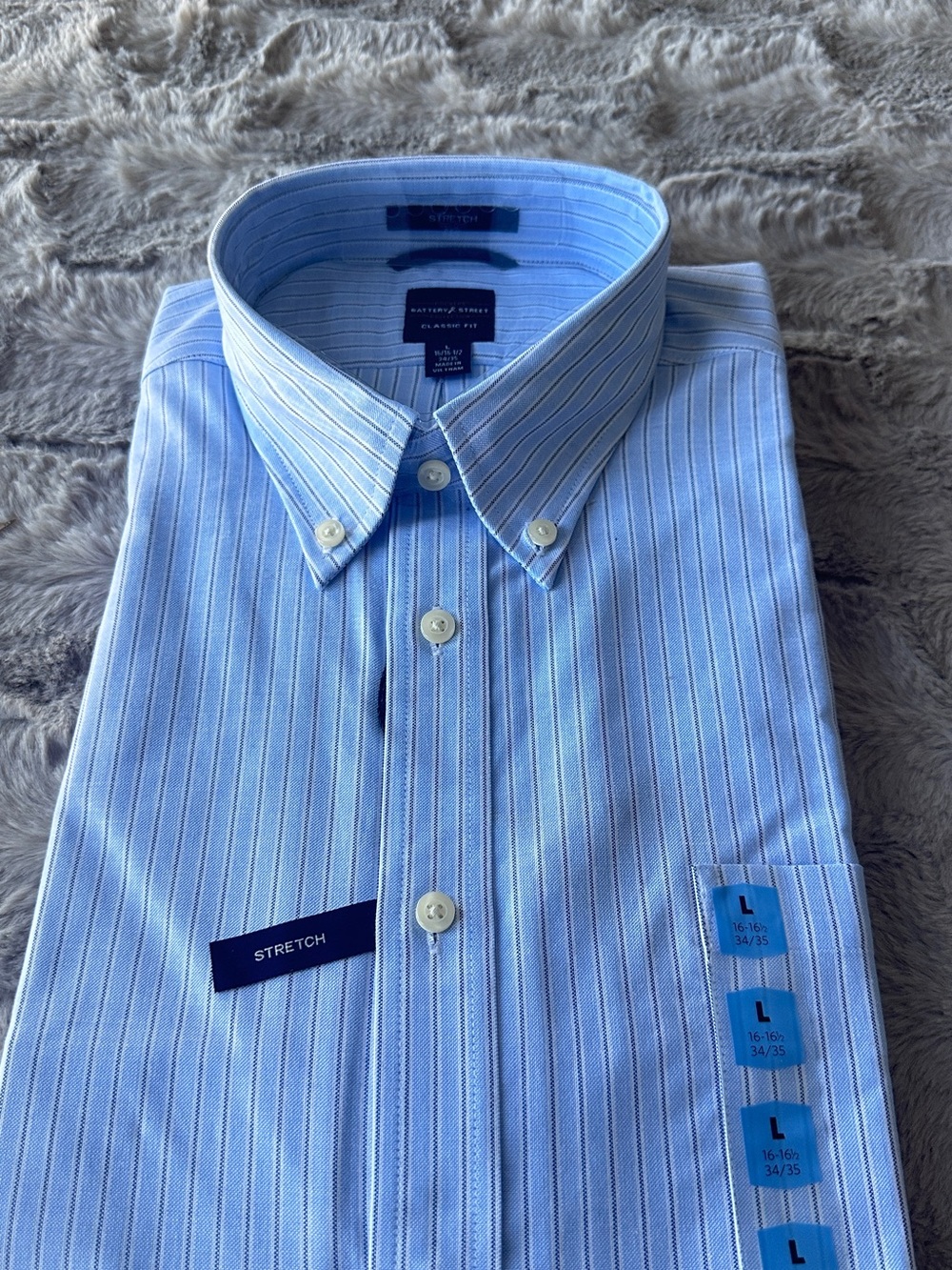 Dockers Light Blue Pinstripe Button-Down Dress Shirt
